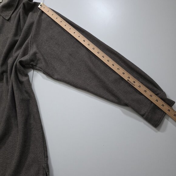 Vtg L.L. Bean Polo Shirt Men XL Tall Beige Herringbone LS Buttons Collar Cottage - Picture 7 of 16